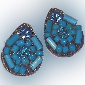 Turquoise Teardrop Beaded Earrings Native Beadwork